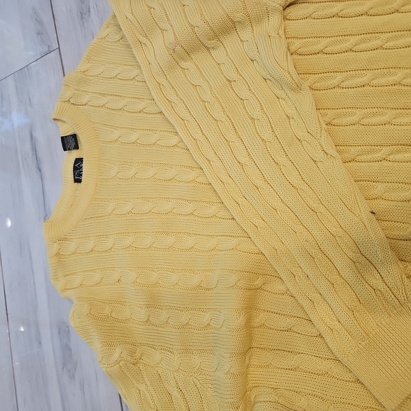Jos. A. Bank Yellow Crew Neck Cable Knit Sweater - Picture 3 of 4